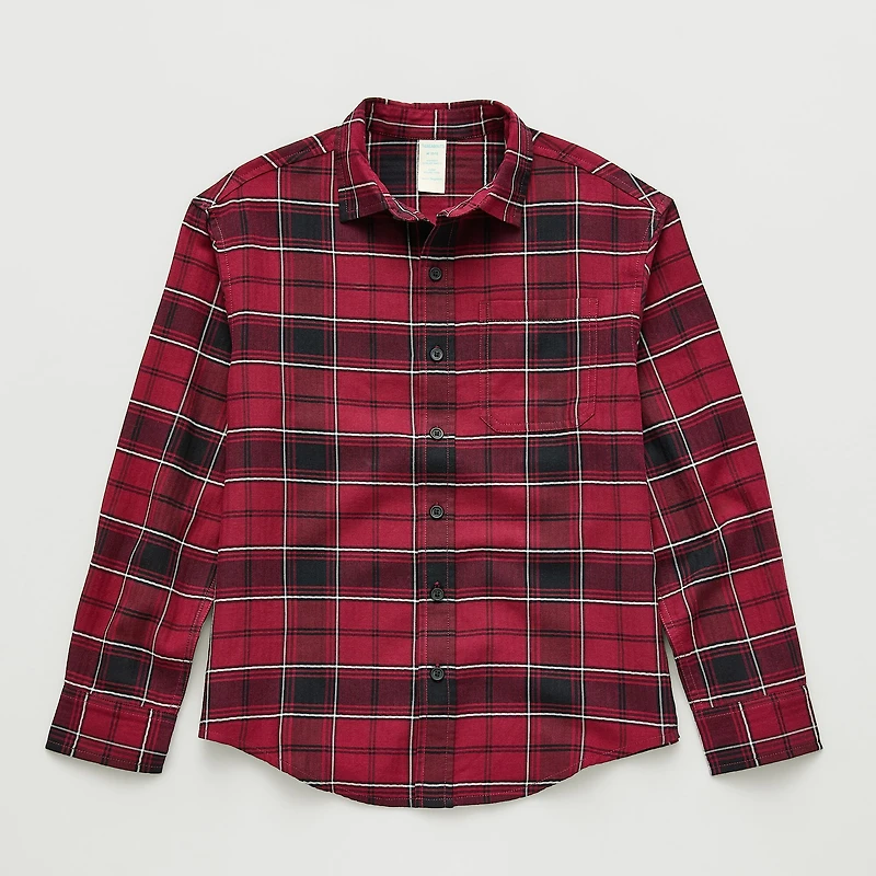Thereabouts Little & Big Kid Boys Long Sleeve Cuffed Regular Fit Button-Down Shirt