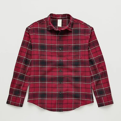 Thereabouts Little & Big Kid Boys Long Sleeve Cuffed Regular Fit Button-Down Shirt