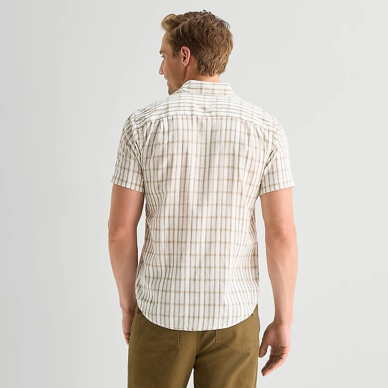 mutual weave Mens Short Sleeve Classic Fit Button-Down Shirt