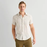 mutual weave Mens Short Sleeve Classic Fit Button-Down Shirt