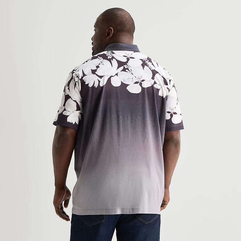 Shaquille O'Neal XLG™ Placement Print Mens Short Sleeve Regular Fit Big and Tall Button-Down Shirt
