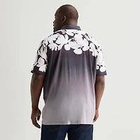 Shaquille O'Neal XLG™ Placement Print Mens Short Sleeve Regular Fit Big and Tall Button-Down Shirt