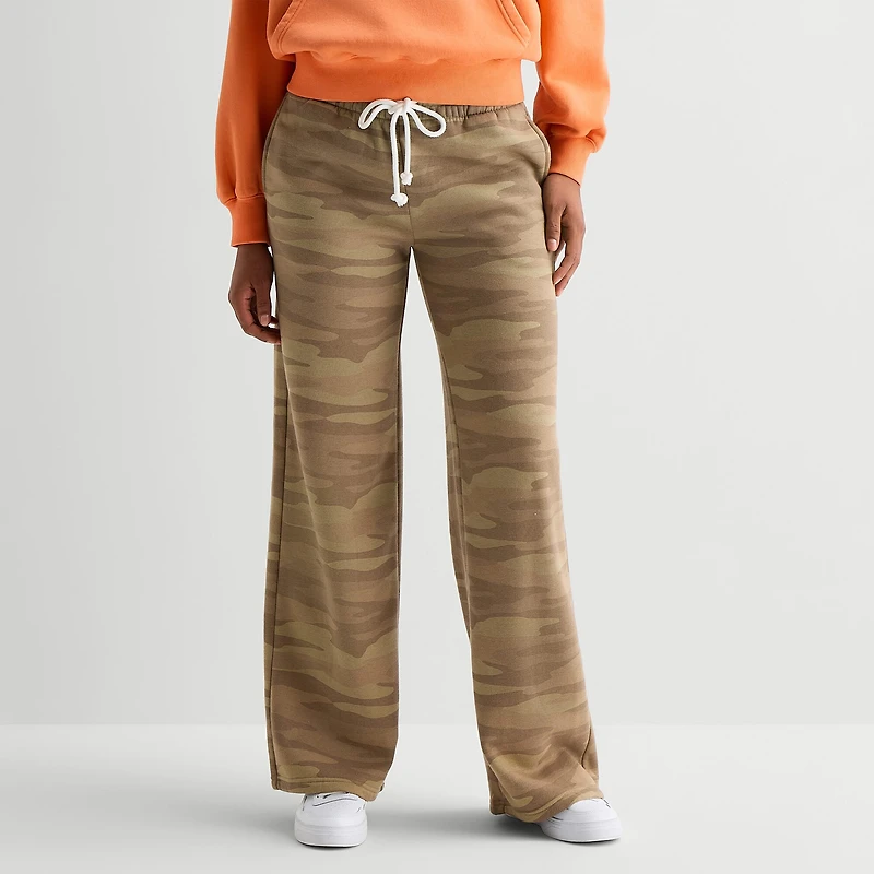 Arizona Womens Juniors Wide Leg Fleece Sweatpant