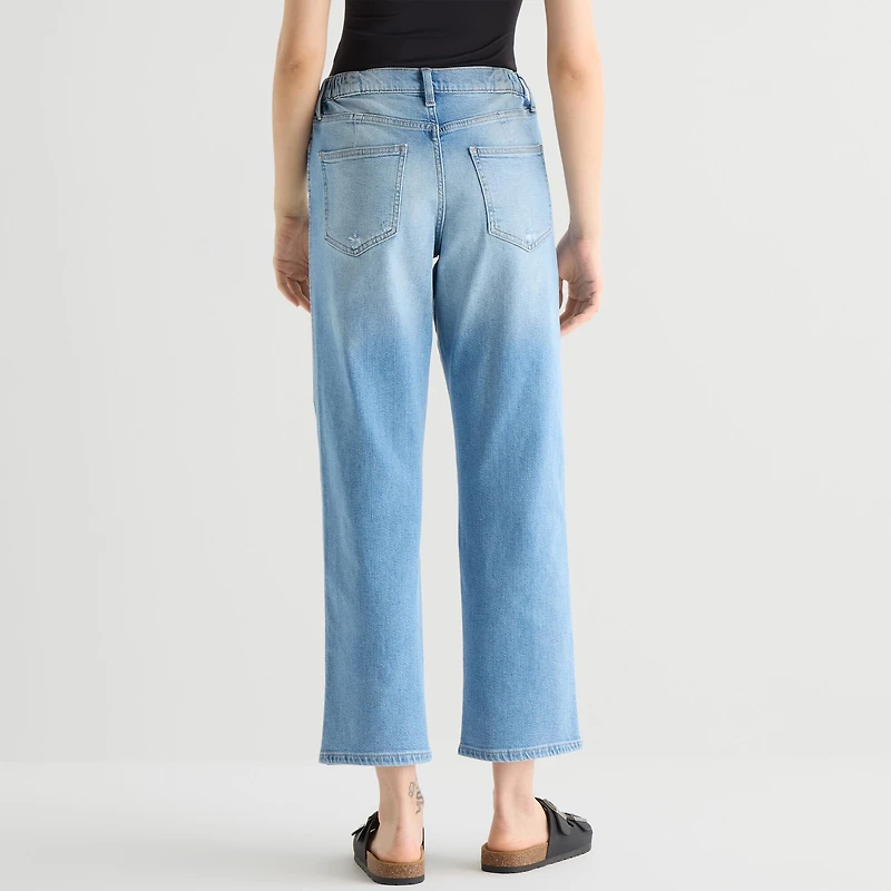 Arizona Curvy Womens Juniors Low Rise Straight Leg Jean
