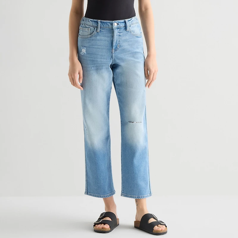 Arizona Curvy Womens Juniors Low Rise Straight Leg Jean