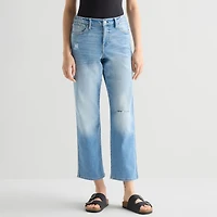 Arizona Curvy Womens Juniors Low Rise Straight Leg Jean