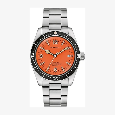 Caravelle Designed By Bulova Caravelle Sea Hunter Mens Automatic Silver Tone Stainless Steel Bracelet Watch 43b177