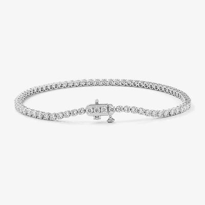 F / Si2) Womens CT. T.W. Lab Grown White Diamond 10K Gold 7.25 Inch Tennis Bracelet
