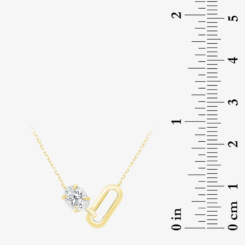 (I/Si2) Womens 1/2 CT. T.W. Lab Grown White Diamond 14K Gold Over Silver Oval 18 Inch Pendant Necklace
