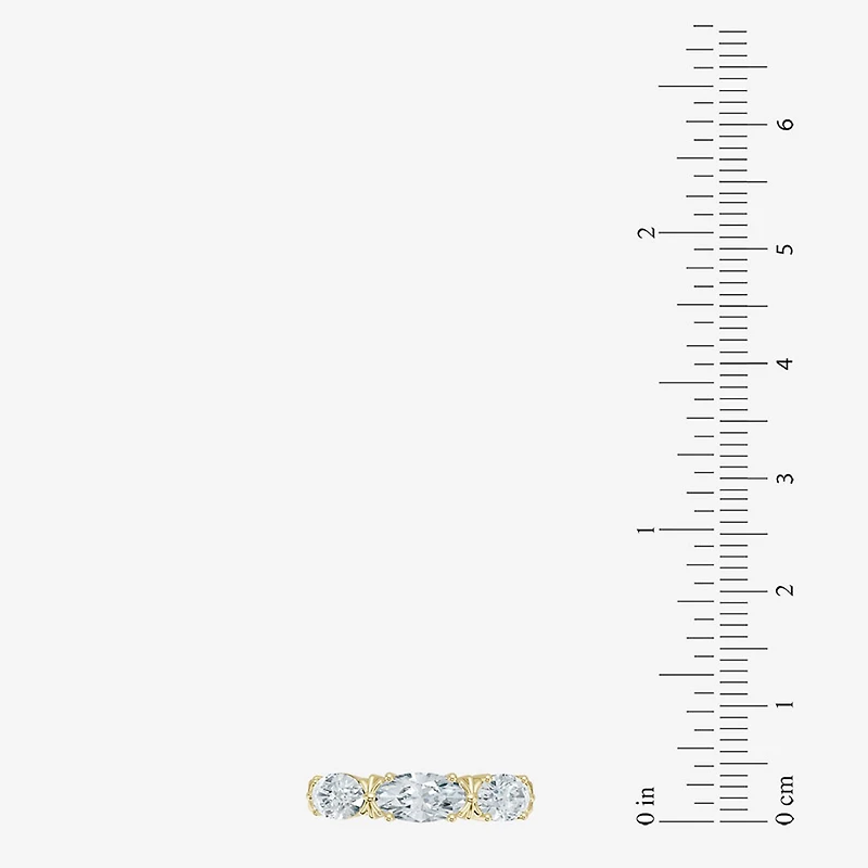 (F / Vs2) Womens 4MM 1 1/2 CT. T.W. Lab Grown White Diamond 10K Gold 3-Stone Wedding Band