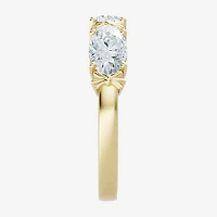 (F / Vs2) Womens 4MM 1 1/2 CT. T.W. Lab Grown White Diamond 10K Gold 3-Stone Wedding Band