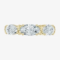 (F / Vs2) Womens 4MM 1 1/2 CT. T.W. Lab Grown White Diamond 10K Gold 3-Stone Wedding Band
