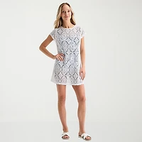 Liz Claiborne Womens Circles Crochet Dress Swimsuit Cover-Up
