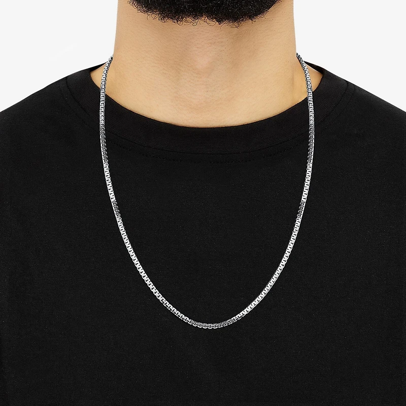 Made in Italy Mens Sterling Silver 24 Inch Box Chain Necklace