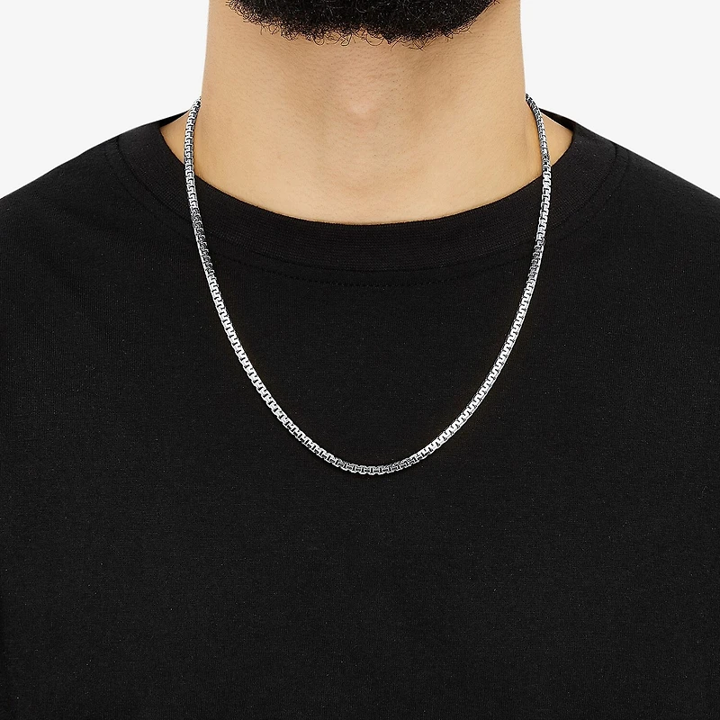 Made in Italy Mens Sterling Silver 22 Inch Box Chain Necklace