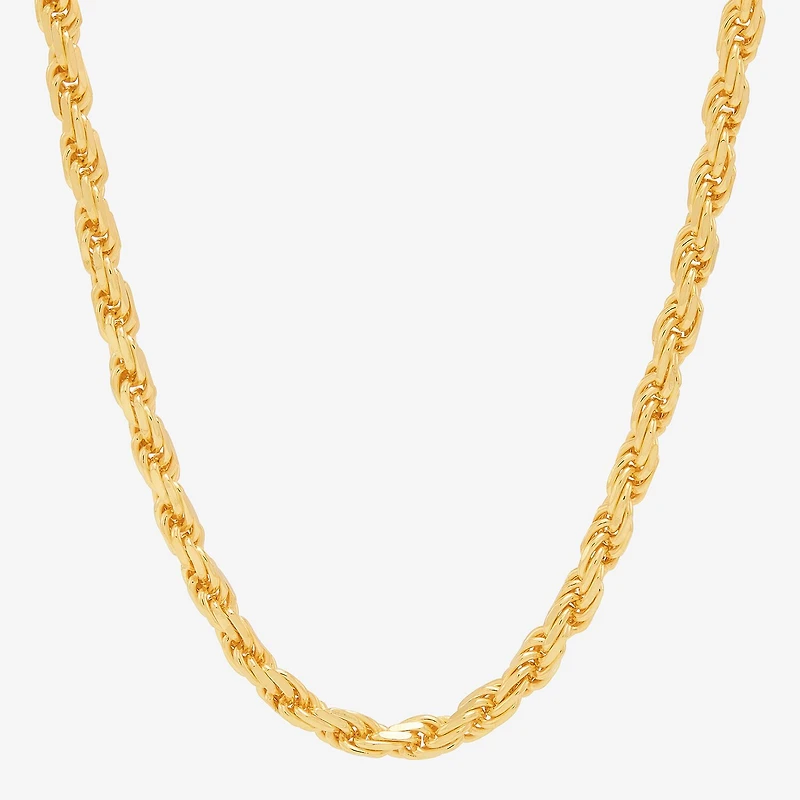 Made in Italy Mens 14K Gold Over Silver 18 Inch Rope Chain Necklace