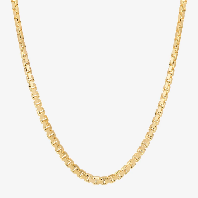 Made in Italy Mens 18K Gold Over Silver 20 Inch Box Chain Necklace