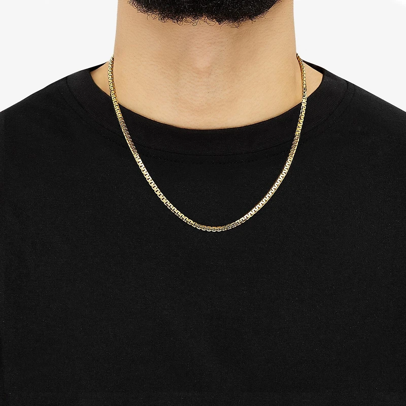 Made in Italy Mens 18K Gold Over Silver 20 Inch Box Chain Necklace
