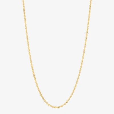 Made in Italy Unisex Adult 14K Gold Over Silver 20 Inch Rope Chain Necklace