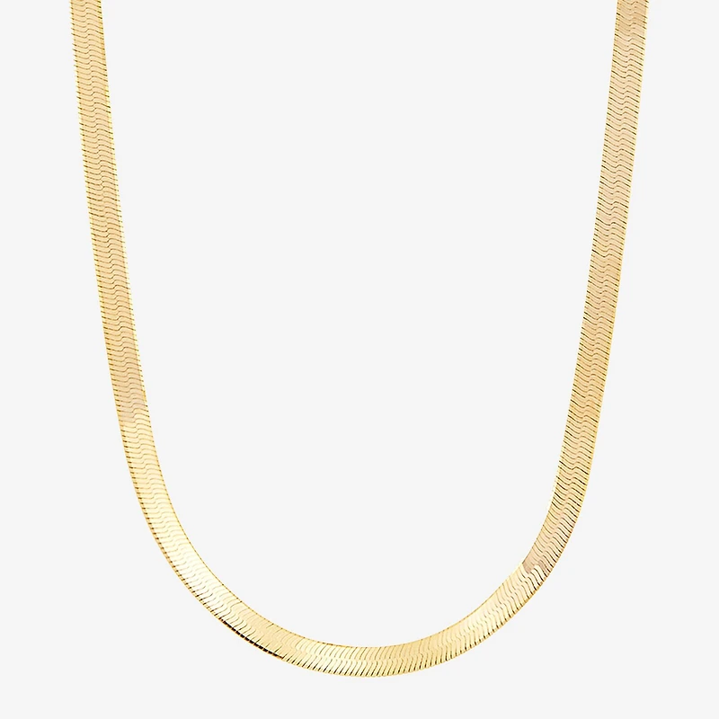 Made in Italy Womens 18K Gold Over Silver 18 Inch Herringbone Chain Necklace