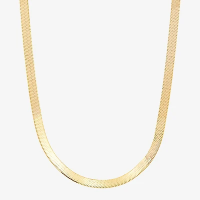 Made in Italy Womens 14K Gold Over Silver Inch Herringbone Chain Necklace