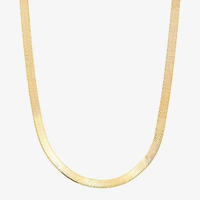 Made in Italy Womens 14K Gold Over Silver Inch Herringbone Chain Necklace