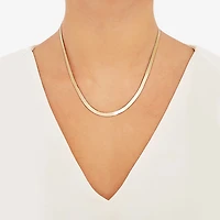 Made in Italy Womens 18K Gold Over Silver 18 Inch Herringbone Chain Necklace