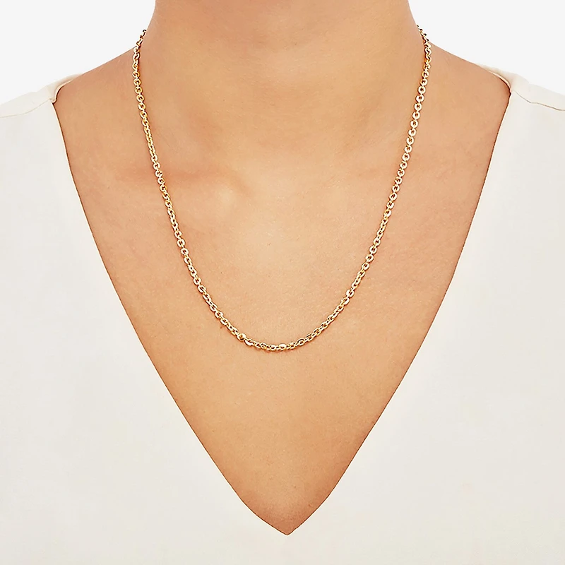 Made in Italy Unisex Adult 14K Gold Over Silver 20 Inch Cable Chain Necklace