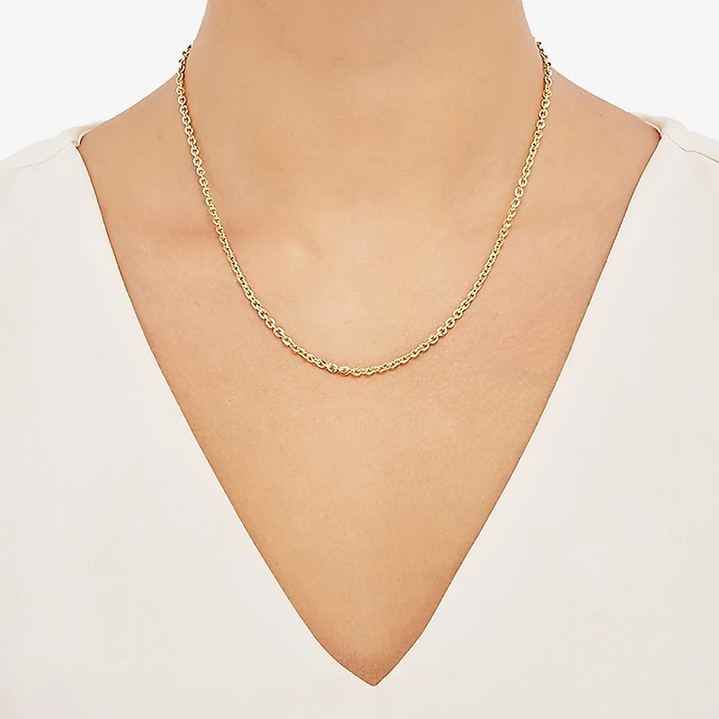 Made in Italy Unisex Adult 18K Gold Over Silver 18 Inch Cable Chain Necklace