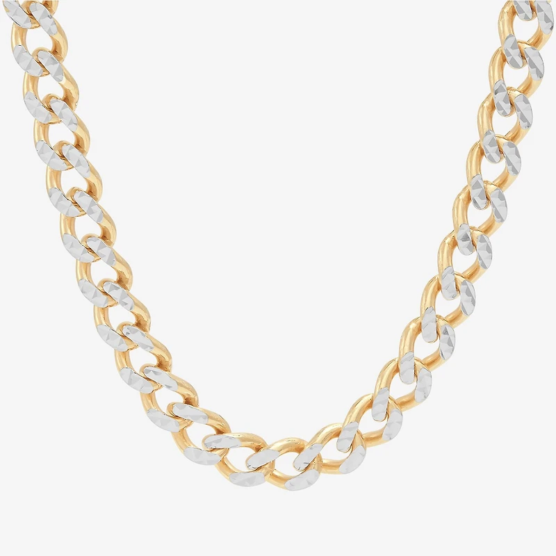 Made in Italy Mens 24K Gold Over Silver Inch Curb Chain Necklace