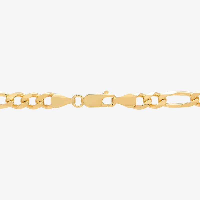 Made in Italy Mens 24K Gold Over Silver 22 Inch Figaro Chain Necklace