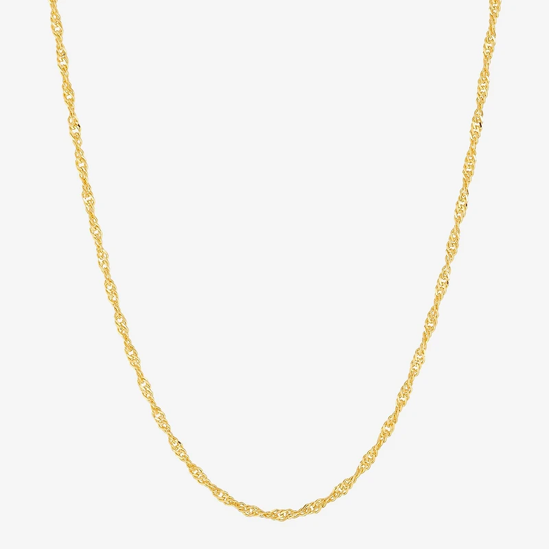 Made in Italy Womens 14K Gold Over Silver 20 Inch Singapore Chain Necklace