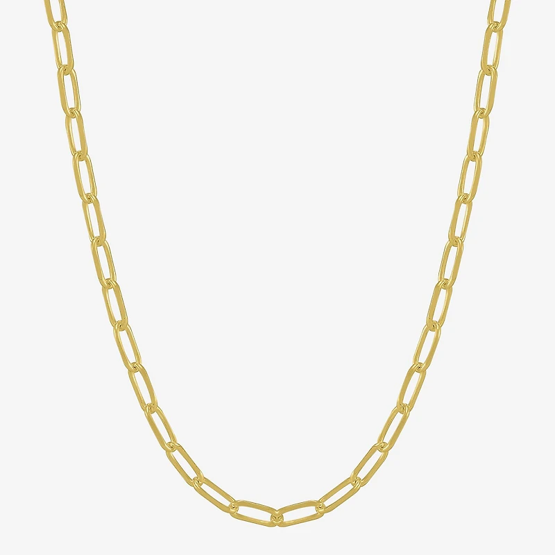 Made in Italy Womens 14K Gold Over Silver Inch Paperclip Chain Necklace
