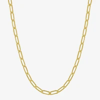 Made in Italy Womens 14K Gold Over Silver Inch Paperclip Chain Necklace