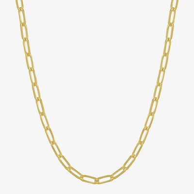 Made in Italy Womens 14K Gold Over Silver 20 Inch Paperclip Chain Necklace