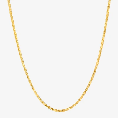 Made in Italy Womens 24K Gold Over Silver Inch Wheat Chain Necklace
