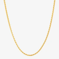 Made in Italy Womens 24K Gold Over Silver Inch Wheat Chain Necklace
