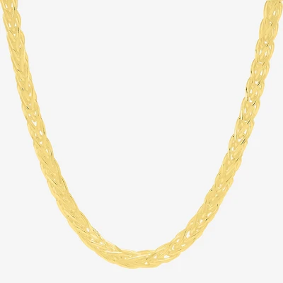 Made in Italy Womens 18K Gold Over Silver 24 Inch Wheat Chain Necklace