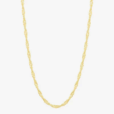 Made in Italy Womens 18K Gold Over Silver Inch Singapore Chain Necklace