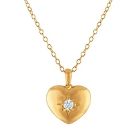F / Si1 Womens 1/10 CT. T.W. Lab Grown White Diamond 14K Gold Over Silver Heart 18 Inch Pendant Necklace