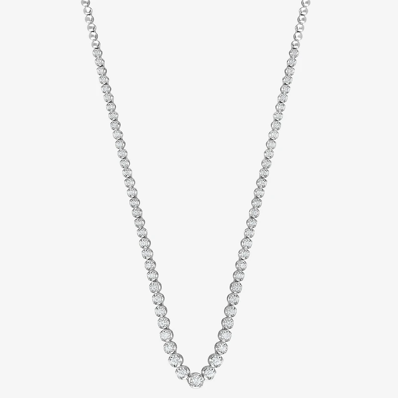 (G / Si1-Si2) Womens White Diamond Sterling Silver 17 Inch Tennis Necklace