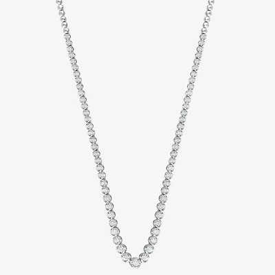 (G / Si1-Si2) Womens White Diamond Sterling Silver 17 Inch Tennis Necklace