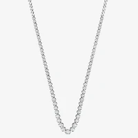 (G / Si1-Si2) Womens White Diamond Sterling Silver 17 Inch Tennis Necklace