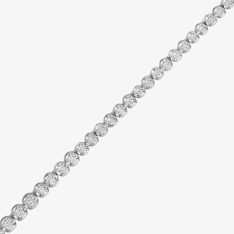 (G / Si1-Si2) Womens White Diamond Sterling Silver 17 Inch Tennis Necklace