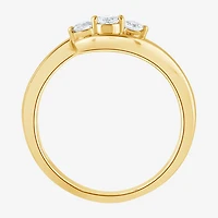 (G / Si1-Si2) Womens 1/4 CT. T.W. Lab Grown White Diamond 14K Gold Over Silver 3-Stone Cocktail Ring