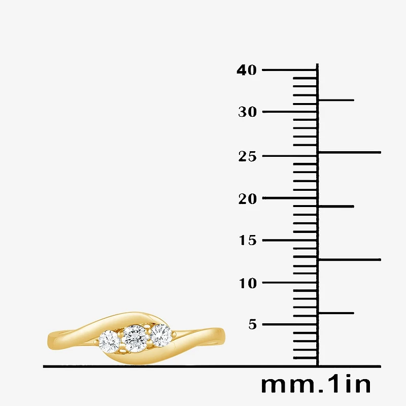 (G / Si1-Si2) Womens 1/4 CT. T.W. Lab Grown White Diamond 14K Gold Over Silver 3-Stone Cocktail Ring