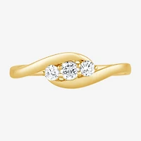 (G / Si1-Si2) Womens 1/4 CT. T.W. Lab Grown White Diamond 14K Gold Over Silver 3-Stone Cocktail Ring