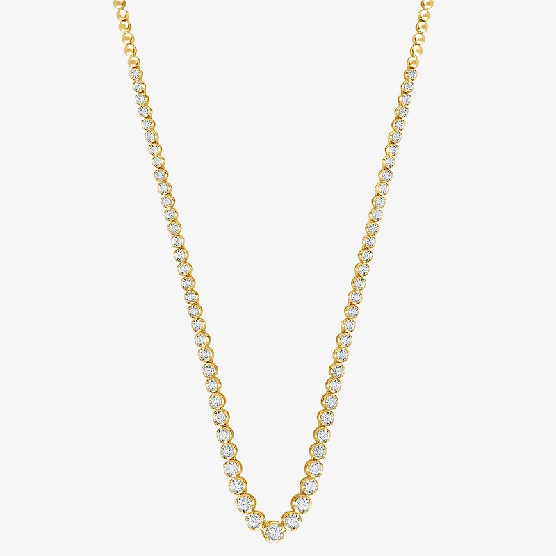 (G / Si1-Si2) Womens White Diamond Sterling Silver 17 Inch Tennis Necklace