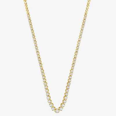(G / Si1-Si2) Womens White Diamond Sterling Silver 17 Inch Tennis Necklace