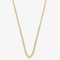 (G / Si1-Si2) Womens White Diamond Sterling Silver 17 Inch Tennis Necklace
